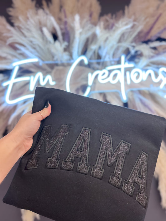 Black on black embroidered mama Crewneck