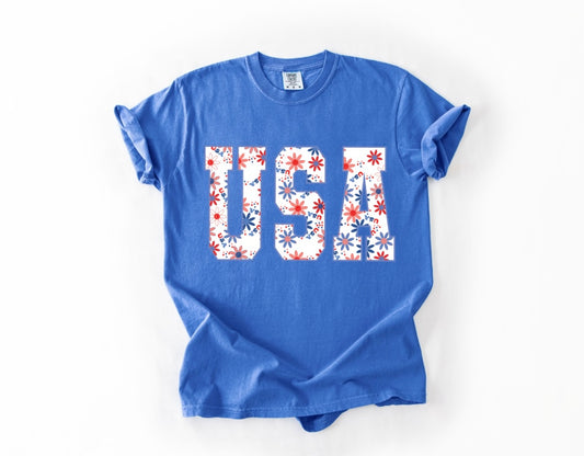 USA Floral Tee