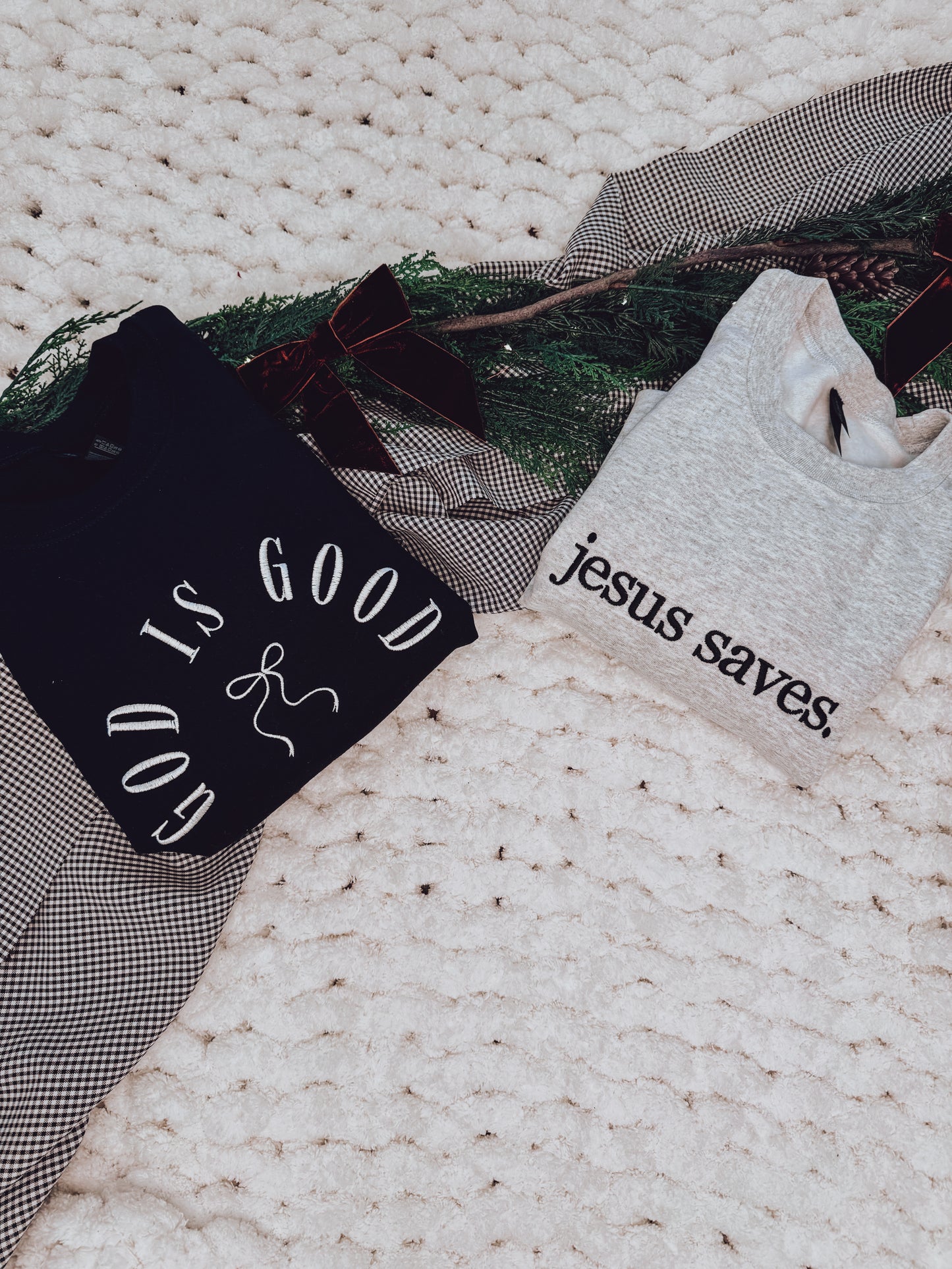 JESUS SAVES Embroidered Crew