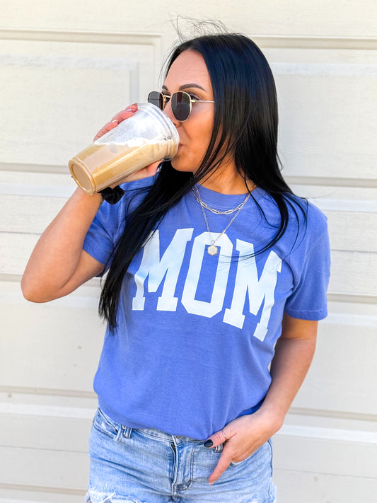 Neon Blue Mom Tee